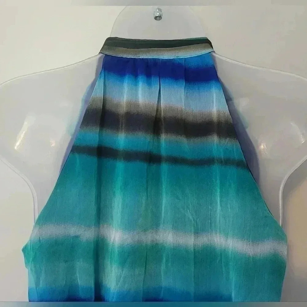 VTG 1990s The Limited Blue Green Mandarin V-Neck Sheath Dress Women's Size 4 - Picture 14 of 16